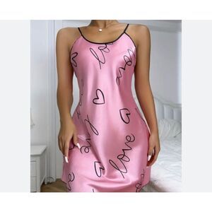 Women’s sexy valentines Pink Love and Hearts Print Night Slip Dress Size 4X